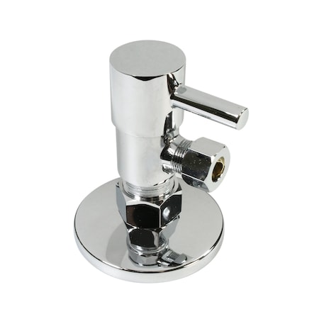 Westbrass Round Lever 1/4-Turn Angle Stop 1/2" Copper x 3/8" Compression, Polished Nickel D105QR-05